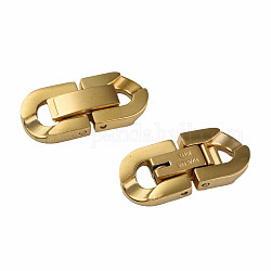 304 Stainless Steel Fold Over Clasps, Oval, Golden, 19x9x3mm, Hole: 2x3.5mm