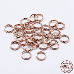 925 annello di salto diviso in argento sterling, anelli di salto doppio anello, anelli rotondi, oro roso, 4x2mm, diametro interno: 2.5mm