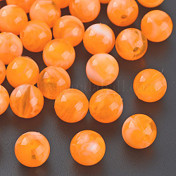 Акриловые бусины, имитация драгоценных камней, круглые, темно-оранжевый, 10 мм, отверстие : 1.6 мм, Около 1000 шт / 500 г
