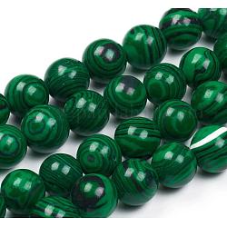 Chapelets de perles en malachite synthétique, ronde, 14mm, Trou: 1mm, Environ 28 pcs/chapelet, 15.7 pouce (40 cm)