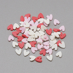 Кабошоны из полимерной глины ручной работы, сердце, разноцветные, 4~5x4x0.3~2 мм