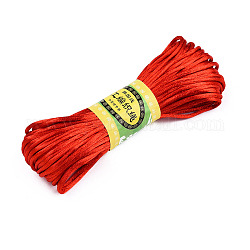 Cordón de satén de poliéster rattail, Para anudar chino, producir joyería, rojo, 2mm, alrededor de 21.87 yarda (20 m) / paquete, 6 paquetes / bolsa
