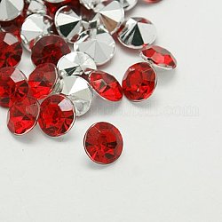 Cabochons de dos pointus de strass d'imitation acrylique de Taiwan, facette, diamant, rouge, 3x2mm