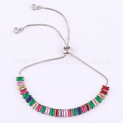 Bracelet tennis, Bracelet coulissant pour femmes, chaînes à maillons en laiton platine, colorées, pas de taille