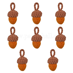 Chgcraft crochet fil de laine glands pendentif décorations, pour les fournitures de décoration de festival et de fête, brun coco, 4.4x1.8 cm, 8 pcs / boîte