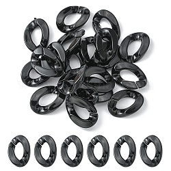 Anneaux de liaison acryliques opaques, connecteurs à liaison rapide, pour faire des chaînes, torsion, noir, 30x21x6mm, diamètre intérieur: 16x8 mm