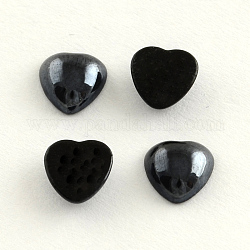 Pearlized Plated Opaque Glass Cabochons, Heart, Black, 10x10x4mm