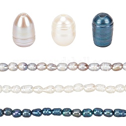 Sunnyclue 120 piezas 3 colores perlas de agujero grande, perlas sueltas de perlas de agua dulce cultivadas naturales, teñido, oval, color mezclado, 7~10x7~8mm, agujero: 1.8 mm, 40 piezas / color