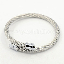Mode 304 bracelets de couple en acier inoxydable pour les hommes, 304 bracelets de corde en acier inoxydable, avec les accessoires en métal, couleur inoxydable, 52mm