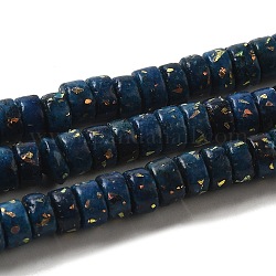 Brins de perles de dolomite naturelles, avec opale synthétique, teinte, disque, perles heishi, bleu marine, 6x3mm, Trou: 0.8mm, Environ 124 pcs/chapelet, 15.75'' (40 cm)