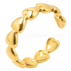 201 Stainless Steel Heart Wrap Open Cuff Ring for Valentine's Day, Golden, US Size 8(18.1mm)