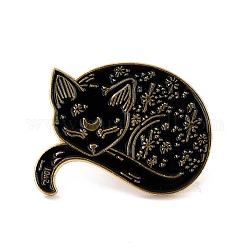 Emaille-Pin mit magischer Katze, süße Legierungs-Emaille-Brosche für Rucksäcke Kleidung, Licht Gold, Schwarz, 23x29x9.5 mm