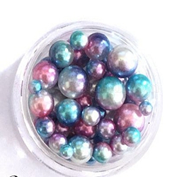 Accesorios de la decoración del arte del clavo, plástico abs imitación perla japonesa, Gradiente de arco iris estilo sirena perla, redondo, colorido, 2.5~4.5mm