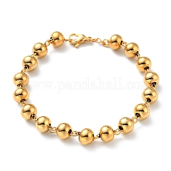 Vacuum Plating 304 Stainless Steel Round Beaded Bracelet for Women, Golden, 7-7/8 inch(20cm)
