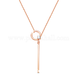 Shegrace 925 collares con colgante de plata esterlina, Con grado aaa circonio cúbico y cadenas de cable., oro rosa, 27.16 pulgada (69 cm)