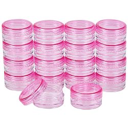 Pandahall elite 120 pz 3g / 0.1 oz rotondo vuoto contenitore trasparente vaso con tappo a vite rosa coperchio per il trucco campioni cosmetici perlina piccoli gioielli unghie arte crema