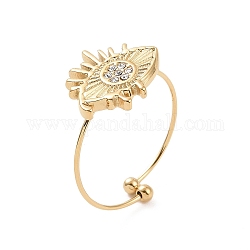 304 anello da dito malocchio in acciaio inossidabile, con anello a fascia larga in strass da donna, oro, 0.8~5mm, diametro interno: formato degli stati uniti 9 1/2 (19.2 mm)