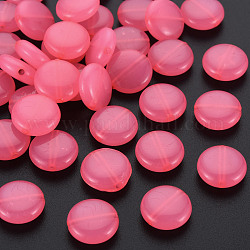 Perles en acrylique de gelée d'imitation, plat rond, rose chaud, 12x5mm, Trou: 1.4mm, environ 1110 pcs/500 g