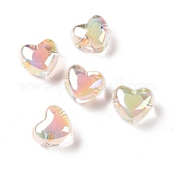 Perline acrilico trasparente, perline in perline, ab colore placcato, cuore, bianco, 19x21.5x14mm, Foro: 3.5 mm