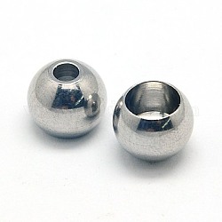 304 perline in acciaio inossidabile, barile, colore acciaio inossidabile, 9x7mm, Foro: 3 mm e 6 mm