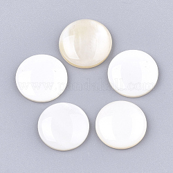 Cabochons de concha de agua dulce, con resina epoxi transparente transparente, plano y redondo, blanco cremoso, 12x2.5~3mm