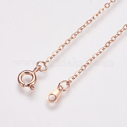 Латунные кабельные цепи ожерелья, розовое золото , 18 дюйм, 2x1.5 мм