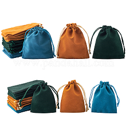 Pandahall elite pochettes à bijoux en velours sacs, sac-cadeau, couleur mixte, 36 pièces / kit
