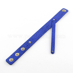 Kunstleder Seil Snap Armbänder, Platin Farbe, Blau, 200x18 mm, kurzes Kabel: 8mm