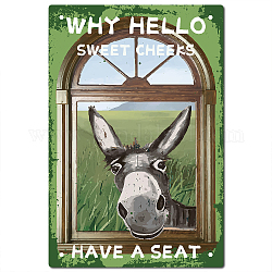 CREATCABIN Why Hello Sweet Cheeks Sign Donkey Vintage Tin Signs Funny Metal Tin Sign Wall Art Garden House Plaque for Bathroom Kitchen Cafe Wall Halloween Christmas Decor, 8 x 12 Inch