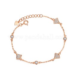 Pulseras de plata de ley 925, con diamante de imitación, forma de falda, oro rosa, cristal