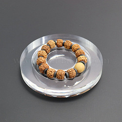 Plat rond transparent acrylique simple bracelet/plateau d'affichage de bracelet, support organisateur de bijoux de bracelet, clair, 12x1.4 cm, fente: 2.1cm