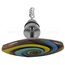 Steel Bottle Openers, with Lampwork Head, Horse Eye, Colorful, Size: about 60mm wide, 100.5mm long, 20mm thick