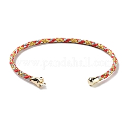 Fabrication de bracelet manchette en acier inoxydable, avec accessoire en laiton de ton doré, pour la moitié de perles percées, colorées, diamètre intérieur: 1-3/4x2-3/8 pouce (4.6x6 cm), pin: 1 mm