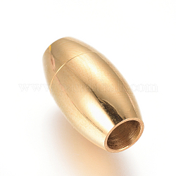 304 cierres magnéticos de acero inoxidable con extremos para pegar, revestimiento de iones (ip), galjanoplastia del vacío, oval, dorado, 17.5x9.5mm, agujero: 5 mm
