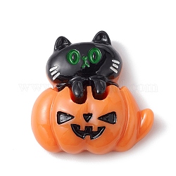 Halloween-Cabochons aus undurchsichtigem Harz, Schwarz, Katze Muster, 25x24.5x8.8 mm