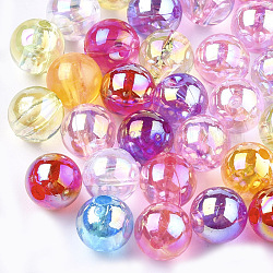 Perles en plastique transparentes, de couleur plaquée ab , ronde, couleur mixte, 8mm, Trou: 1.8mm