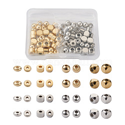 Fashewelry 304 perles d'espacement en acier inoxydable, formes mixtes, or et acier inoxydable Couleur, 80 pcs / boîte