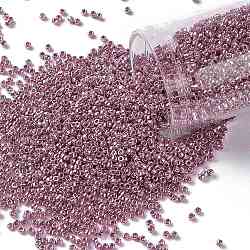Toho perles de rocaille rondes, Perles de rocaille japonais, (pf553) permafinish rose lilas métallisé, 8/0, 3mm, Trou: 1mm, environ 222 pcs/10 g