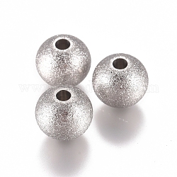 Perles en 304 acier inoxydable, texturé, rondelle, couleur inoxydable, 8x7mm, Trou: 2mm