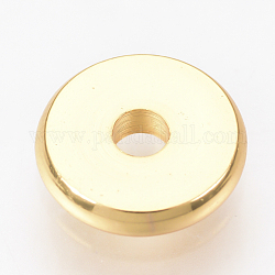 Latón entrepieza de abalorios, disco, real 18k chapado en oro, 4x1.6mm, agujero: 1.5 mm