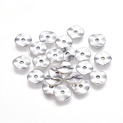 Perles intercalaires ondulées en alliage de style tibétain, plat rond, argent antique, sans plomb et sans cadmium, 10x1mm, Trou: 2mm
