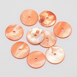 Perle di conchiglie naturali tinte, Disco / rotondo piatta, perline Heishi, sabbia marrone, 20x2mm, Foro: 2 mm
