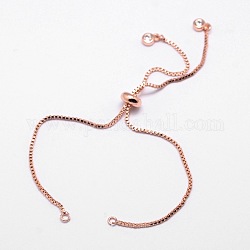 Bracelet de chaîne en laiton boîte de fabrication de bracelet, avec zircons, Sans cadmium & sans nickel & sans plomb, or rose, 4-3/8 pouce ~ 4-3/4 pouces (110~120 mm), 1mm, Trou: 1.5mm