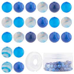 Sunnyclue DIY Schmuck Set Herstellung Kits, mit natürlichen Achat runde Perlen, gefärbt & ungefärbt, elastischen Faden, 8~8.5 mm, Bohrung: 1 mm, 10 Stück / Karton