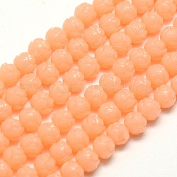 Lotus Flower Synthetic Coral Beads Strands, Dyed, Bisque, 10mm, Hole: 1mm, about 40pcs/strand, 14.56inch