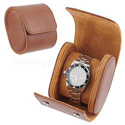 Boîtes d'emballage de montre en similicuir, avec boucles, ovale, chameau, 10.1x8.5x7.4 cm