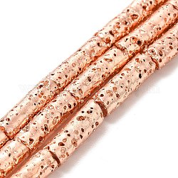 Гальванические бусины из натуральной лавы, колонка, покрытием из розового золота, 13x4 мм, отверстие : 1 мм, около 29~30 шт / нитка, 15.35~15.94 дюйм (39~40.5 см)