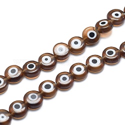 Chapelets de perles rondes de chalumeau manuelles de mauvais œil, chameau, 6x3mm, Trou: 1mm, Environ 65 pcs/chapelet, 14 pouce