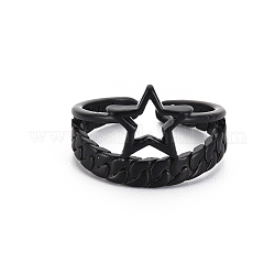 Anello a polsino aperto in lega di stelle, grosso anello largo per le donne,  cadmio& piombo libero, elettroforesi nera, misura degli stati uniti 6 (16.5mm)