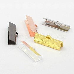 Brass Ribbon Crimp Ends, Rectangle, Mixed Color, 7x20mm, Hole: 1x3mm